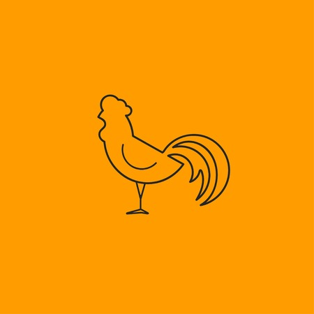 Icon cock, poultry farm   poultry silhouette, stylized silhouette of rooster, rooster icon. Vector illustrationのイラスト素材