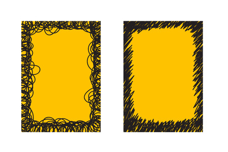 Set of hand drawn doodle frames, scratched grunge banner, hand drawn border, abstract scribble background. Vector illustrationのイラスト素材