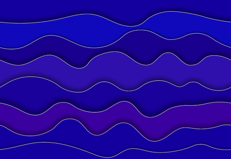 Seamless pattern sea, hand drawn waves background, wavy banner, 3D water, abstract sea, ocean, abstract waves. Vector illustrationのイラスト素材