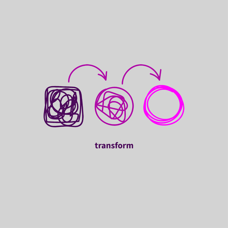 Doodle psychotherapy icon, therapy, abstract hand drawn symbol of problem solving, unraveling tangled tangle of problems, business thinking, strategy. Vector illustrationのイラスト素材