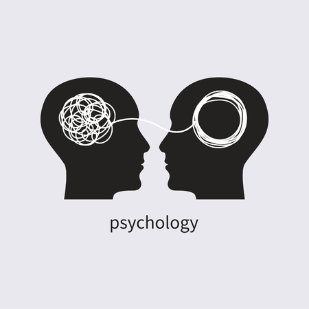 Psychology icon. psychologist, icon psychotherapy, psychotherapist, symbol training, coaching, consulting two human profiles Vector illustrationのイラスト素材