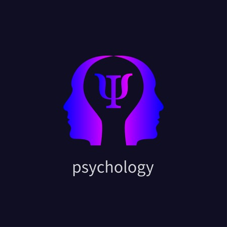 Psychology icon, psychologist, icon psychotherapy, psychotherapist, symbol training, coaching, consulting two human profiles Vector illustrationのイラスト素材