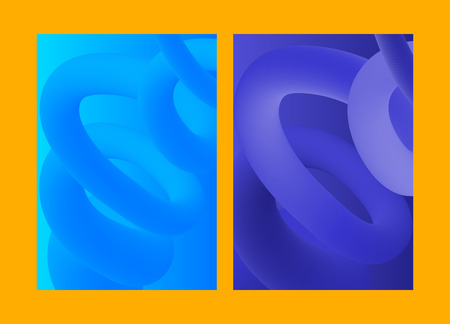 Fluid gradient spiral, set of music posters, night club flyer, booklet cover, modern art design, contemporary art. Graphic illustrationのイラスト素材