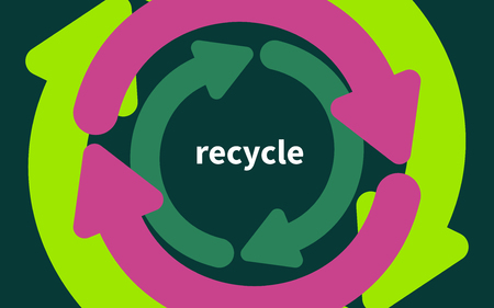 Recycle banner, background with circular arrows, environmental protection frame. Vector illustration