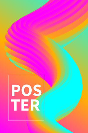Poster with gradient fluid, rainbow abstract background, template for night club flyer, color trendy banner. Vector illustrationのイラスト素材