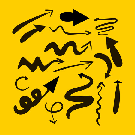 Different arrows set, hand drawn sketch doodle arrows collection. Vector illustrationのイラスト素材