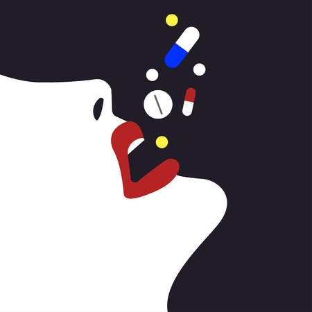 Woman taking too many drugsのイラスト素材