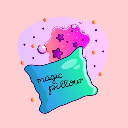 Cute blue magic pillowのイラスト素材
