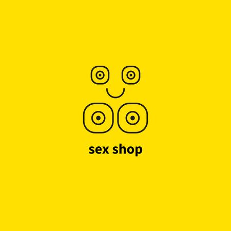 sex shop   funny sex icon, abstract breast, smile, line girl, toys for adults. Vector illustrationのイラスト素材