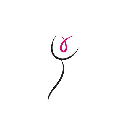 Breast cancer icon, female breast line with pink ribbon. Vector illustrationのイラスト素材