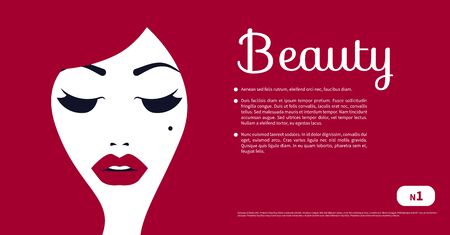 Gift coupon of beauty salon, voucher, flyer with beautiful girl, certificate. Vector designのイラスト素材