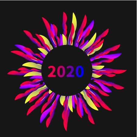 Color sunburst circle frame 2020のイラスト素材