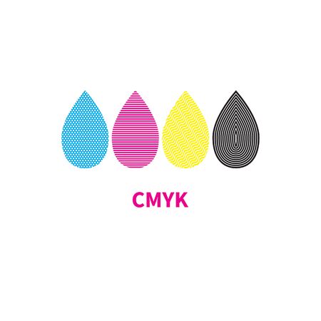 cmyk  ink drops icon, print house sign, vector illustrationのイラスト素材