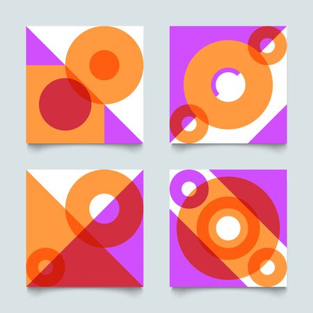 Set of abstract geometric patterns in bauhause style, retro swiss vector backgroundのイラスト素材