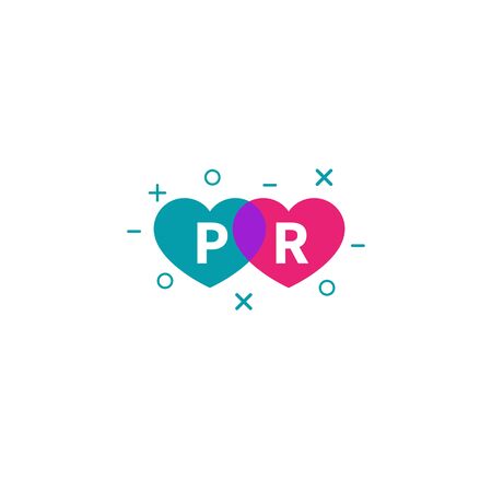 PR agency  with hearts, public relations color vector iconのイラスト素材