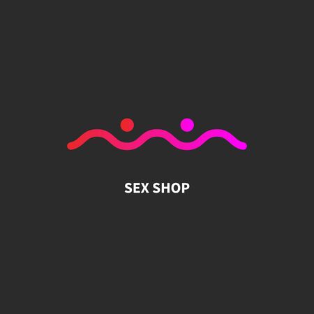 Sex shop logo, sex club icon with abstract female breasts, minimal vector graphic designのイラスト素材