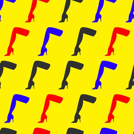 Female legs in shoes on hills pattern, fetish backround, vector fashion seamless pattern for textile, fabric or wallpaperのイラスト素材