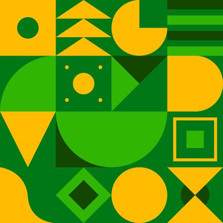 Geometric pattern, bauhaus background, seamless modern pattern with shapes, circle, triangle and square. Abstract vector color art in style of 80sのイラスト素材