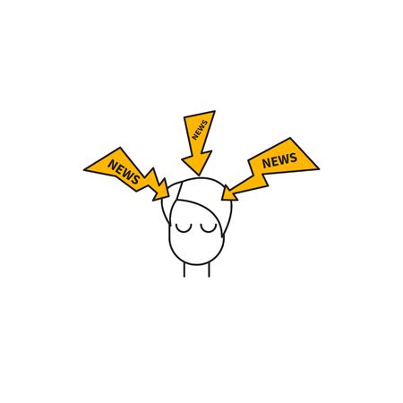 News attack on person, influence of media, anxiety, vector metaphor iconのイラスト素材