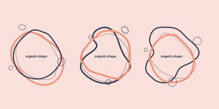 Frames from organic shapes. Hand drawn banners for store. Set of abstract backgrounds, label elementsのイラスト素材