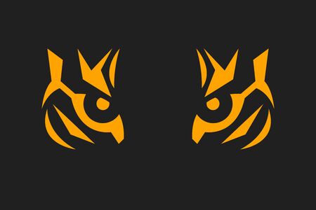 Tiger print. Eye of tiger on black background. Flat geometric illustration of a predator.のイラスト素材