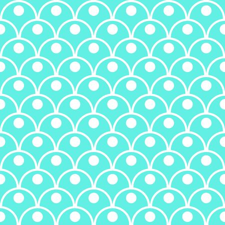 Princess light green seamless pattern for textiles, fabric. Kids girly print with circles. Mermaid tail, fish scales. Vector cute pattern.のイラスト素材