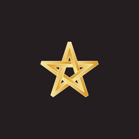 Gold star icon. Vector design element impossible Golden Christmas star.のイラスト素材