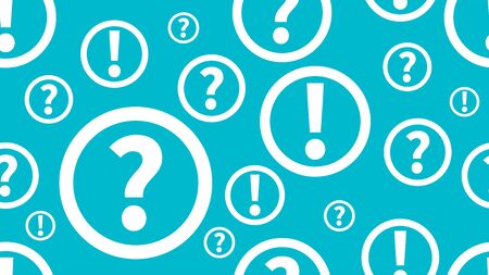 Questions and answers background. Seamless pattern with question and exclamation marks. Education pattern. Vector illustrationのイラスト素材