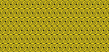 Pasta seamless geometric abstract pattern for packaging, wrapping paper. Spaghetti or noodles background for textiles, print, fabric. Vector yellow flat illustrationのイラスト素材