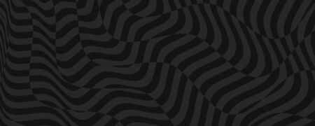 Opt illusion background. Optical illusion banner, distorted black and white lines. Vector illustrationのイラスト素材
