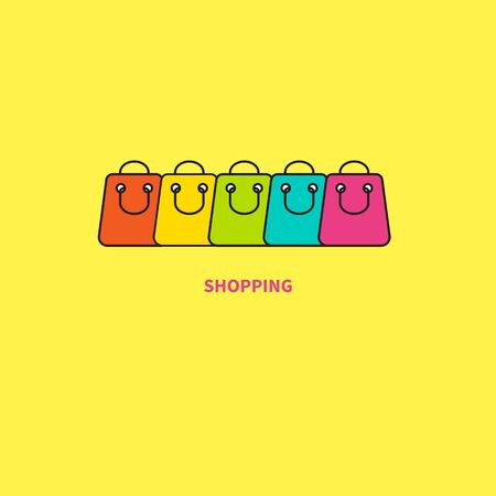 Online shopping , funny online store icon, shop sign, smiling packagesのイラスト素材