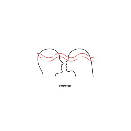 Empathy between man and woman symbol. Male and female profiles and wave. Minimal vector icon