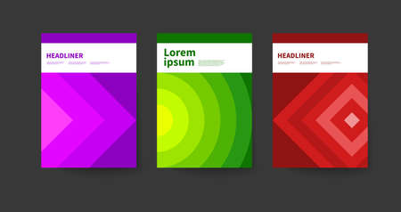 Geometric cover of catalog, annual report, or brochure ib Bauhaus style. Modern template with geometric shapes, circles and trianglesのイラスト素材