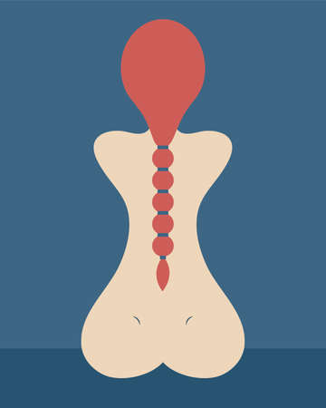 Nude beautiful abstract woman sitting back. Vectorのイラスト素材