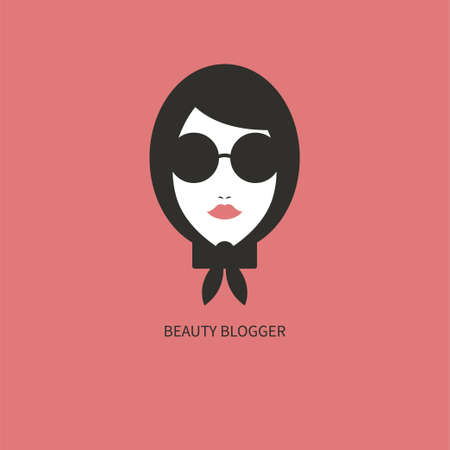 Fashion blogger icon. Young girl in sunglassesのイラスト素材