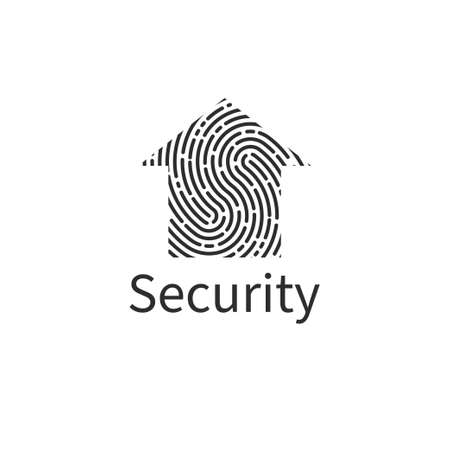 Home security. House with fingerprint iconのイラスト素材