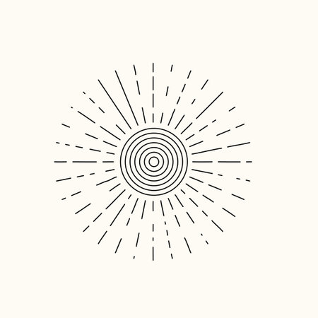 Linear sun tattoo. Geometric line abstract sunのイラスト素材