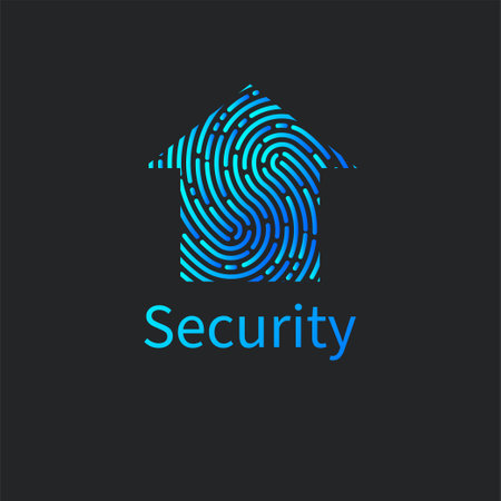Home security. House with fingerprint iconのイラスト素材