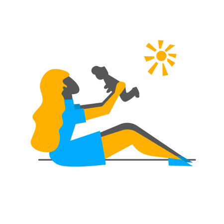 Mother holding baby in her arms. Abstract vector illustrationのイラスト素材