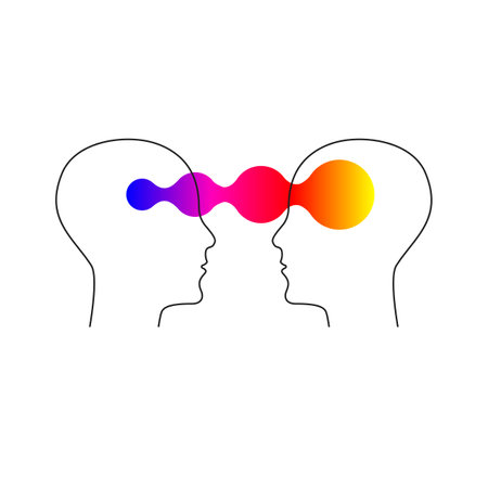Emotional intelligence, two human profiles, coaching icon, psychologist, empathy symbolのイラスト素材