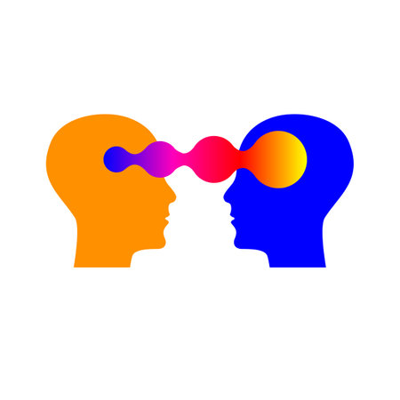 Emotional intelligence, two human profiles, coaching icon, psychologist, empathy symbolのイラスト素材