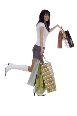 Shoppers woman with bagsの写真素材