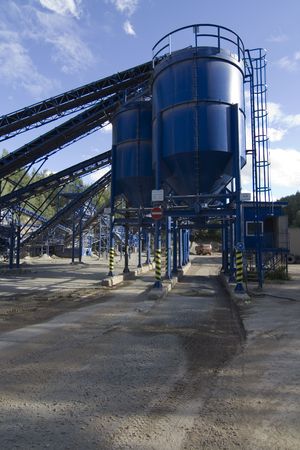 AGGREGATE STORAGE BIN  IN EVENING LIGHTING