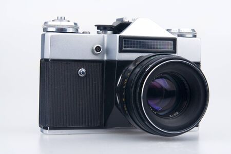 Old film camera.On white background.の写真素材
