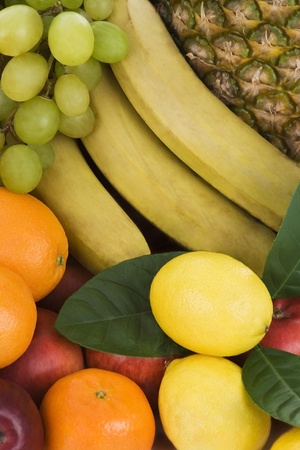 Background different ripe tropical fruit. の写真素材