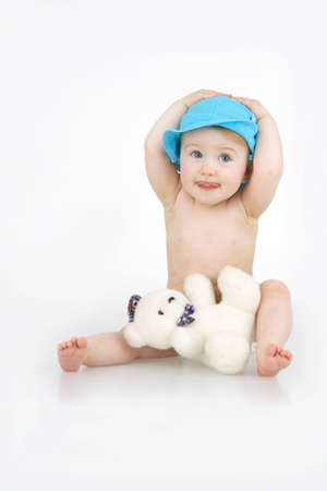 Child with toy,on white backgroun.の写真素材