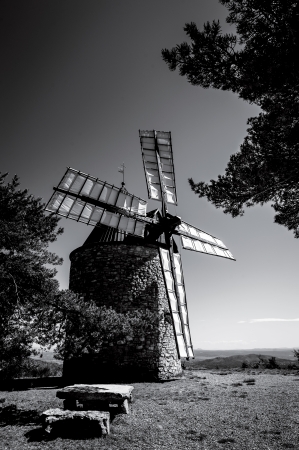 Wind mill on a hill top in Provenceの写真素材