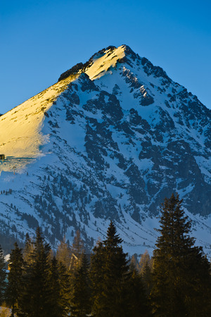 Winter evening in Tatra mountains in Slovakiaの写真素材