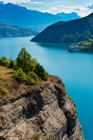 Big dam in mountains in northern Provence in Franceの写真素材