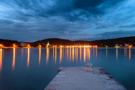 Sunset over an island bay in Dalmatia, Croatiaの写真素材